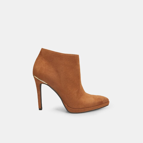 Botines de mujer con efecto ante y tacón de aguja , Marrón Botines de mujer con efecto ante y tacón de aguja , Marrón